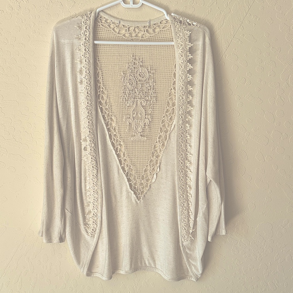 Cocoon Style Vintage Sweater Open Heavy Lace back